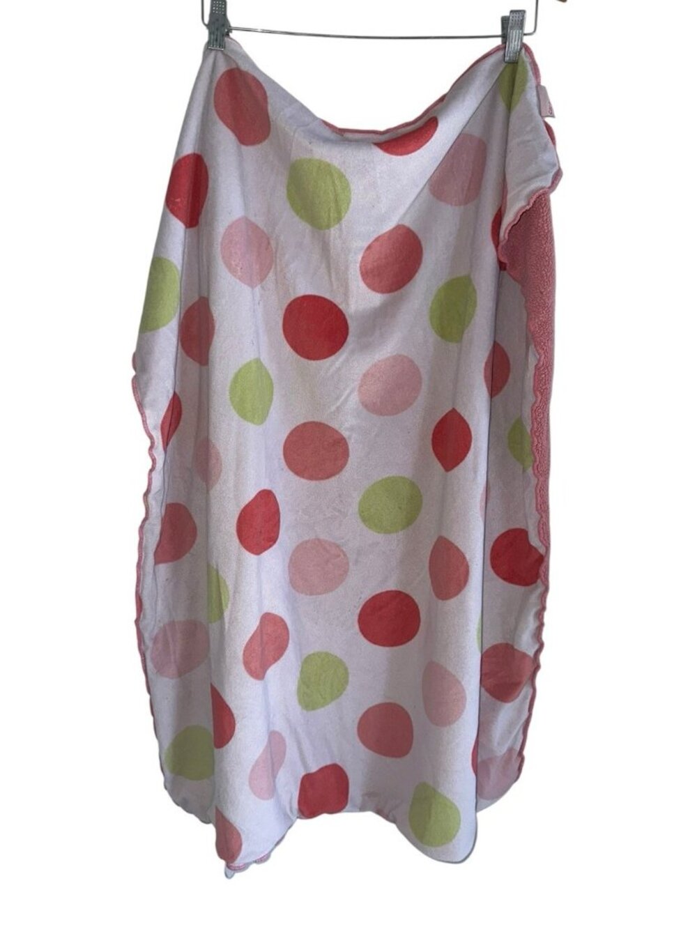 Carters Pink Green White Big Polka Dot Baby Blanket Sherpa Security Lovey 30x40"